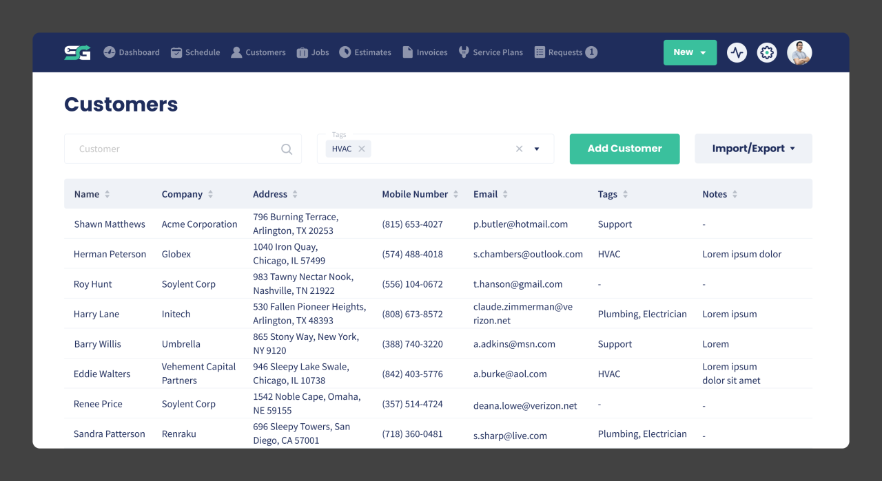 Field service crm software
