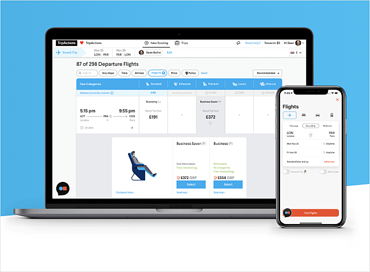 Business travel management app