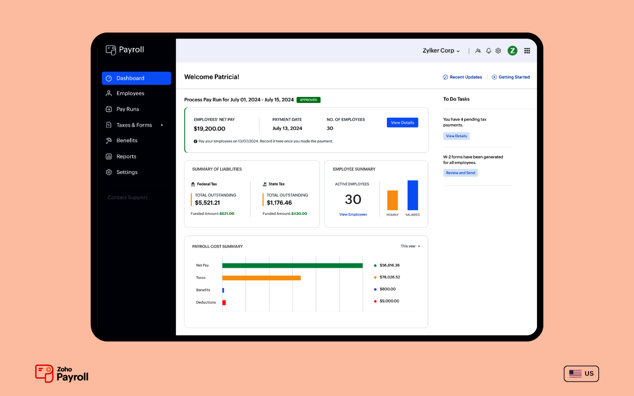 Zoho payroll pricing