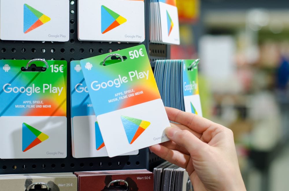 Gift cards with google pay