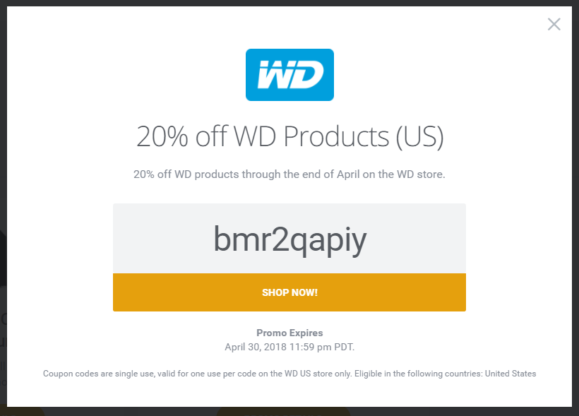 Wd electronics discount code