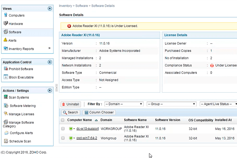 Computer asset management software