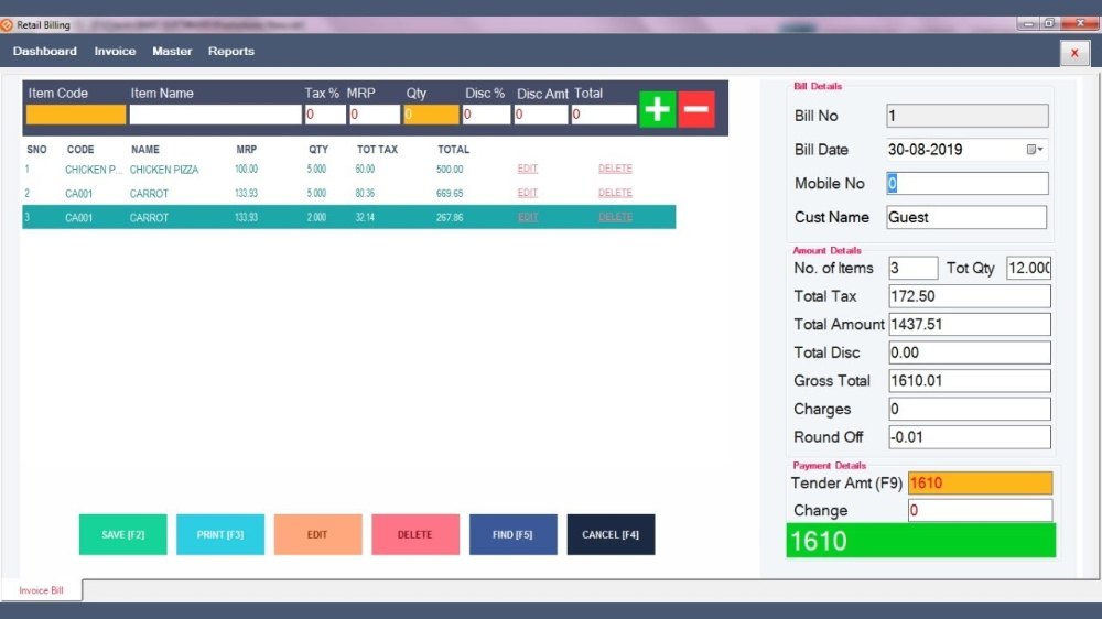 Billing software for retail shops