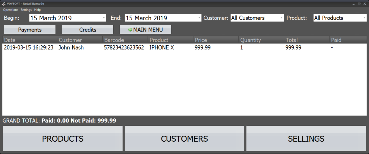 Barcode system for retail shop