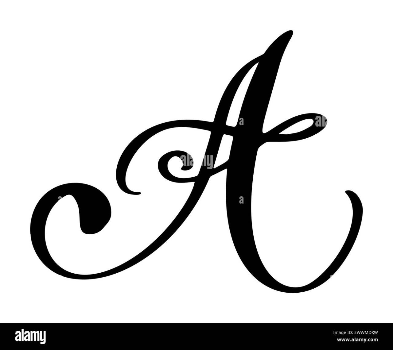 Hand drawn vector calligraphy letter A. Script font. Handwritten brush ...
